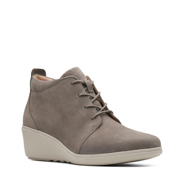 Clarks Womens Un Tallara Eva Ankle Boots Taupe Nubuck | UK-294358